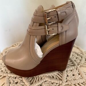 Michel Kors Beige Peep Toe Wedge Sandals